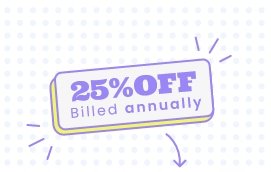 25 off billed annually highlighted