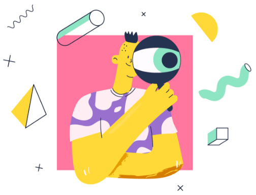 Illustration of a man with magnifying glass